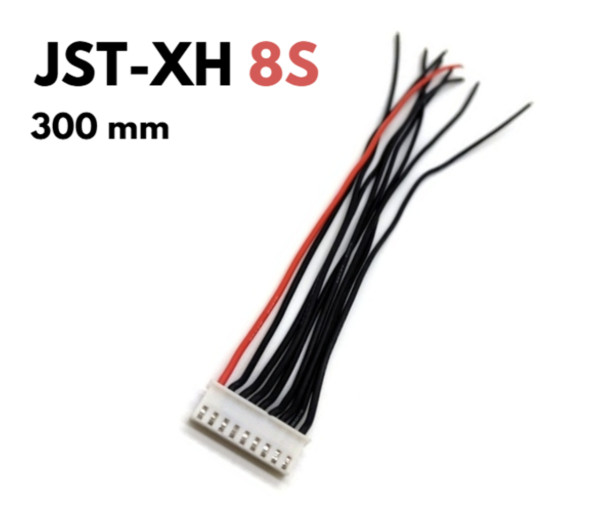 Балансувальний кабель 8S для акумуляторів 30 см (роз'єм JST-XH/9pin, силікон 22AWG)