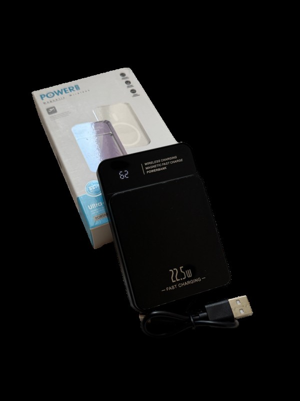 Powerbank 10000 mAh MagSafe 22.5W чорна бездротова зарядка для iPhone від Козак Шоп Powerbank 10000 mAh MagSafe 22.5W чорна бездротова зарядка для iPhone від Козак Шоп
