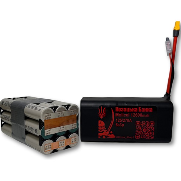 6S3P Molicel 12600мАг 125/270A Акумулятор Li-ion для ФПВ дрона 