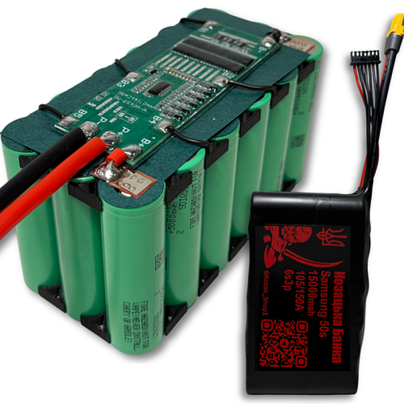 6S3P Samsung 50S з BMS 15000мАг 105/150A Акумулятор Li-ion для ФПВ дрона 